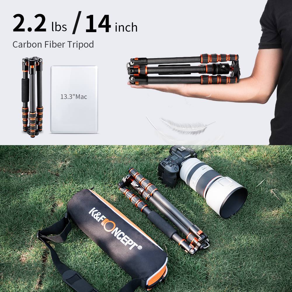K&F Concept Lightweight Travel Tripod Carbon Fiber KF09.077V3 - 11
